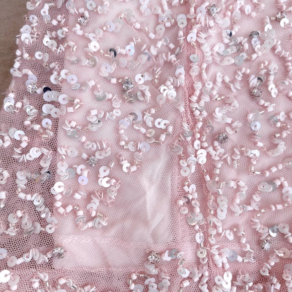 Retrofete Mich Mini Dress Cowl Neckline Sequins Spaghetti Straps Pink Size Large - Picture 10 of 12